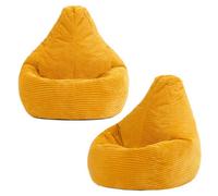 icon Pack of 2 Dalton Kids Bean Bag, Corduroy Childrens Beanbag in Yellow ICON Yellow
