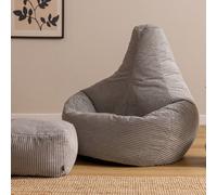 Icon Dalton Xl Jumbo Cord Recliner Bean Bag And Footstool, Grey