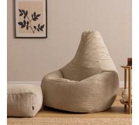 Icon Dalton Xl Jumbo Cord Recliner Bean Bag And Footstool, Stone