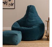 Icon Dalton Xl Jumbo Cord Recliner Bean Bag And Footstool, Teal