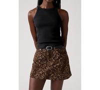 Icon Denim Mini Skirt Leopard Print