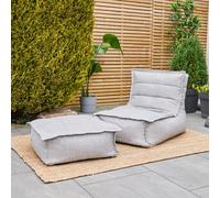 icon Dolce Indoor Outdoor Bean Bag Lounger & Footstool Grey Patio Chairs in Light Grey ICON Light Grey
