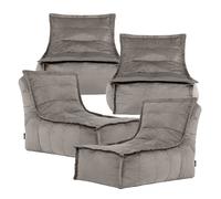 icon Dolce Large Beanbag Lounger, Velvet (4-Pack) in Charcoal ICON Charcoal