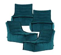 icon Dolce Large Beanbag Lounger, Velvet (4-Pack) in Teal ICON Teal