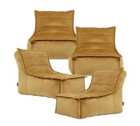 icon Dolce Large Beanbag Lounger Velvet Ochre Yellow 4-Pack