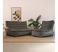 icon Dolce Velvet Xl Bean Bag Sofa & Lounger Set Grey Bean Bag Chair