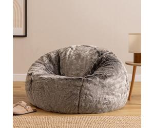 icon Fluffy Giant Bean Bag Chair Adult - Grey With Bean Bag Filling