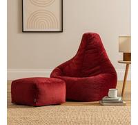 icon Gaming Bean Bag Recliner & Footstool, Corduroy in Burgundy | Size: Medium ICON Burgundy Medium