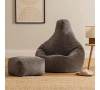 icon Gaming Bean Bag Recliner & Footstool, Corduroy in Charcoal ICON Charcoal