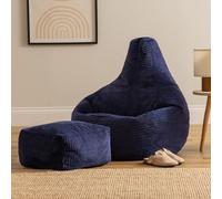 icon Gaming Bean Bag Recliner & Footstool, Corduroy in Navy ICON Navy