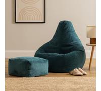 icon Gaming Bean Bag Recliner & Footstool, Corduroy in Teal ICON Teal