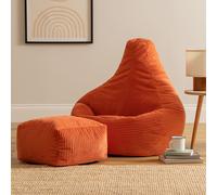 icon Gaming Bean Bag Recliner & Footstool, Corduroy in Terracotta | Size: Medium ICON Terracotta Medium