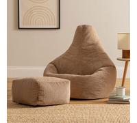 Icon Gaming Bean Bag Recliner & Footstool Jumbo Cord Mocha
