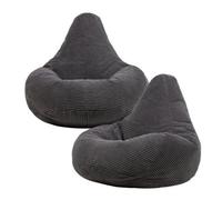 icon Dalton Cord Adult Bean Bag Chair, Set of 2 in Charcoal ICON Charcoal