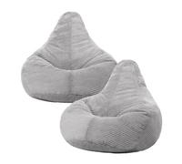 icon Dalton Cord Adult Bean Bag Chair, Set of 2 in Light Grey ICON Light Grey