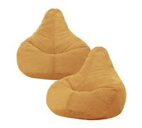 icon Dalton Cord Adult Bean Bag Chair, Set of 2 in Yellow ICON Yellow
