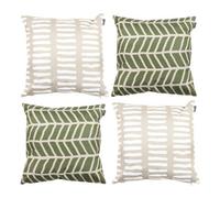 icon Outdoor Cushions Filled, Graphic Collection, Khaki and Stone, Set of 4, 43cm x 43cm, Water Resistant, Outdoor Cushions for Garden Furniture, Garden, Patio