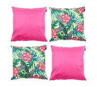 icon Indoor And Outdoor Waterproof Filled Cushion 2X Tropical Pink Flower & 2X Pink