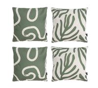 icon Indoor & Outdoor Abstract Printed Waterproof Cushion, Squiggle & Leaf (4-Pack) | Size: 43 cm x 43 cm ICON Multicolor 43 cm x 43 cm