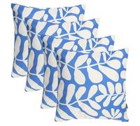 icon Indoor Outdoor Cushions Filled, Kyoto Collection, Abstract Leaf, Set of 4, 43cm x 43cm, Water Resistant, Blue Outdoor Cushions for Garden Furniture, Lounge, Garden, Patio
