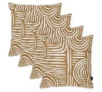 icon Indoor Outdoor Cushions Filled, Printed Collection, Curve Print, Set of 4, 43cm x 43cm, Water Resistant, Brown Outdoor Cushions for Garden Furniture, Lounge, Garden, Patio