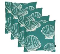 icon Indoor Outdoor Cushions Filled, Summer Collection, Large Seashell, Set of 4, 43cm x 43cm, Water Resistant, Green Outdoor Cushions for Garden Furniture, Lounge, Garden, Patio