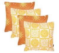 icon Indoor Outdoor Cushions Filled, Summer Collection, Print Mix, Set of 4, 43cm x 43cm, Water Resistant, Yellow Outdoor Cushions for Garden Furniture, Lounge, Garden, Patio