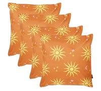 icon Indoor Outdoor Cushions Filled, Summer Collection, Summer Sun, Set of 4, 43cm x 43cm, Water Resistant, Orange Outdoor Cushions for Garden Furniture, Lounge, Garden, Patio