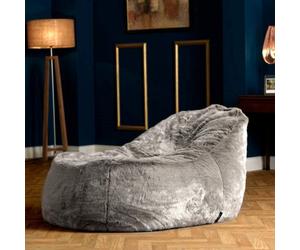 icon Kenai Faux Fur Bean Bag Lounger Arctic Wolf Grey Giant Bean Bag Chair