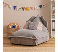 Icon Kids Ellie Elephant Lounger And Cushion Bundle Jumbo Cord Lounger, Grey