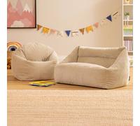 icon Kids Cecilia Corduroy Beanbag Sofa & Kingston Classic Bean Bag in Stone ICON Stone