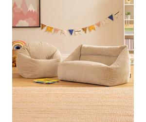 icon Kids Ceclia Bean Bag Sofa And Kids High Rest Jumbo Cord, Stone