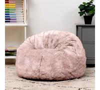 icon Kids Classic Faux Fur Bean Bag Chair Natural Bean Bags for Children in Rose ICON Rose