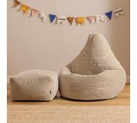 Icon Kids High Back And Footstool, Jumbo Cord, Stone