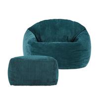 icon Kids High Rest Bean Bag And Footstool Corduroy Teal
