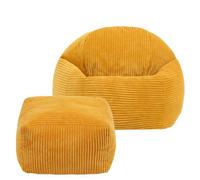 icon Kids High Rest Bean Bag And Footstool Corduroy Yellow
