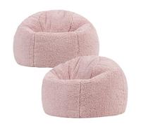 icon 2 Pack Kids Kingston Teddy Berber Fleece Classic Dome Bean Bag in Light Pink | Size: Medium ICON Light Pink Medium