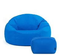 Icon Kingston Adult Classic Indoor Outdoor Bean Bag & Square Footstool Pouffe Blue