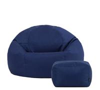 Icon Kingston Adult Classic Indoor Outdoor Bean Bag & Square Footstool Pouffe Navy