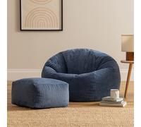 icon Kingston Bean Bag & Footstool Jumbo Cord Bundle in Blue | Size: Medium ICON Blue Medium