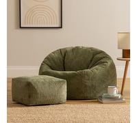 icon Kingston Bean Bag & Footstool Jumbo Cord Bundle in Green ICON Green