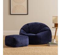 icon Kingston Bean Bag & Footstool Jumbo Cord Bundle in Navy ICON Navy