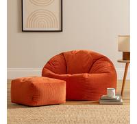 icon Kingston Bean Bag & Footstool Jumbo Cord Bundle in Terracotta | Size: Medium ICON Terracotta Medium