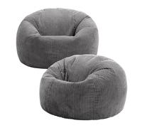 icon Kingston Classic Beanbag, Corduroy 2 Pack in Charcoal ICON Charcoal