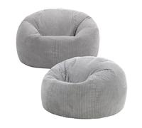 icon Kingston Classic Beanbag, Corduroy 2 Pack in Light Grey ICON Light Grey