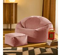 icon Kingston Classic Velvet Bean Bag Chair & Pouffe Pink Bean Bag Chair in Light Pink ICON Light Pink