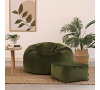 icon Kingston Classic Velvet Bean Bag Chair & Pouffe Pink Bean Bag Chair in Olive ICON Olive