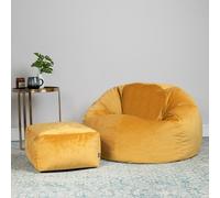 icon Kingston Classic Velvet Bean Bag Chair & Pouffe Pink Bean Bag Chair in Yellow ICON Yellow