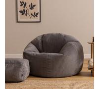 icon Kingston XL Jumbo Cord Classic Dome Bean Bag & Footstool in Charcoal | Size: Extra Large ICON Charcoal Extra Large