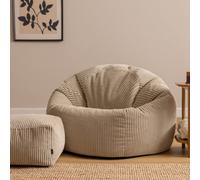 icon Kingston XL Jumbo Cord Classic Dome Bean Bag & Footstool in Stone | Size: Extra Large ICON Stone Extra Large